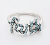 Sterling Silver Words of Affirmation Blue Topaz Gemstone Ring, Faith Size 7